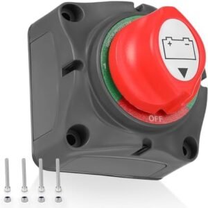 Întrerupător Separator Baterie 1-2-BOTH-OFF 200A 12V-48V – Comutator Principal pentru Două Baterii, Rezistent la Apă, pentru Auto, Rulotă, Barcă și Camion