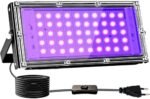 Proiector LED UV Black Light 50W IP66 Waterproof, Lampă Ultraviolete 395-400nm cu Cablu și Ștecher, pentru Petreceri Neon, Halloween și Decor Fluorescent