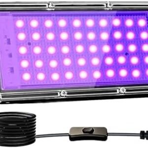 Proiector LED UV Black Light 50W IP66 Waterproof, Lampă Ultraviolete 395-400nm cu Cablu și Ștecher, pentru Petreceri Neon, Halloween și Decor Fluorescent