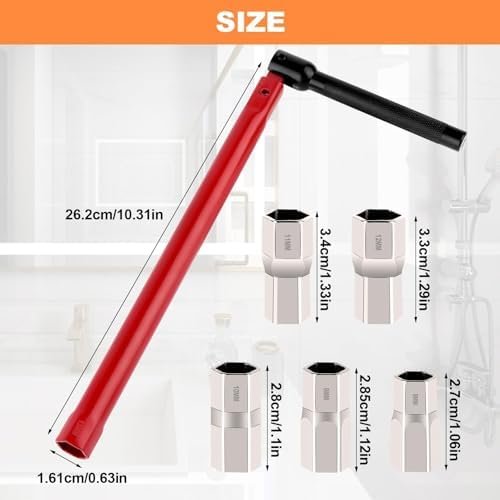 Cheie Profesională pentru Montaj Baterii Sanitare 8–12 mm, Set 6 Piese pentru Robinet Chiuvetă și Lavoar, Unealtă Instalare Baterii Sanitare - imagine 3
