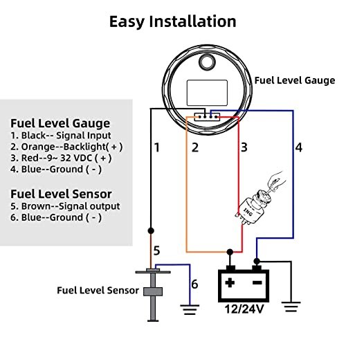 Indicator Nivel Combustibil și Apă cu Senzor Inox, 8 Culori Iluminare LED, pentru Barcă, Auto, Camper, Rezervor Combustibil/Apă - imagine 5