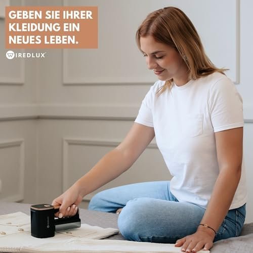 Aparat Electric pentru Îndepărtarea Scamelor și Pufului Wiredlux, Reîncărcabil USB-C, 3 Viteze, Lumină LED, 6 Lame din Oțel Inoxidabil pentru Haine și Mobilier – Onyx/Auriu - imagine 8