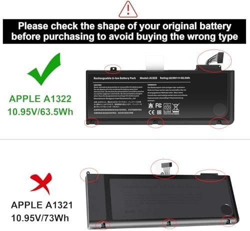 Baterie ARyee A1322 pentru Apple MacBook Pro 13" A1278 (2009–2012), 63.5Wh, 10.95V, Li-Polymer, 6 Celule - imagine 5