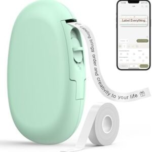 Imprimantă Etichete Bluetooth SUPVAN E10 cu Bandă continuă, Label Maker Wireless, Etichete Waterproof pentru Casă, Bucătărie, Birou și Școală, Verde