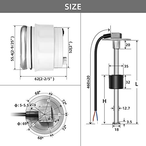 Indicator Nivel Combustibil și Apă cu Senzor Inox, 8 Culori Iluminare LED, pentru Barcă, Auto, Camper, Rezervor Combustibil/Apă - imagine 4