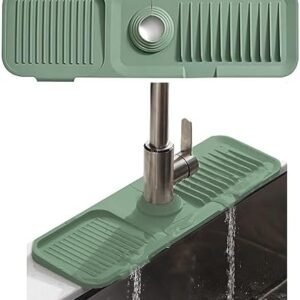 Covoraș din Silicon pentru Baterie Chiuvetă – Protecție Împotriva Stropilor și Scurgerii Apei, Tavă de Scurgere pentru Bucătărie și Baie, Verde