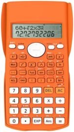 Calculator Științific Helect cu 240 Funcții, Ecran 2 Linii, 12 Digiți, pentru Școală, Facultate și Birou – Portocaliu