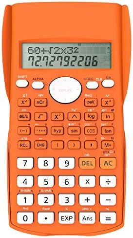 Calculator Științific Helect cu 240 Funcții, Ecran 2 Linii, 12 Digiți, pentru Școală, Facultate și Birou – Portocaliu
