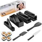 Kit Complet pentru Preparat Sushi – Set Sushi Maker 11 Piese cu Cuțit Sushi, Forme Maki și Tutoriale Video, DIY Sushi Rolls