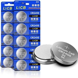 Set 10 Baterii LiCB CR2450 3V Litiu, Baterii Tip Monedă pentru Telecomenzi, Chei Auto, Cântare și Dispozitive Electronice