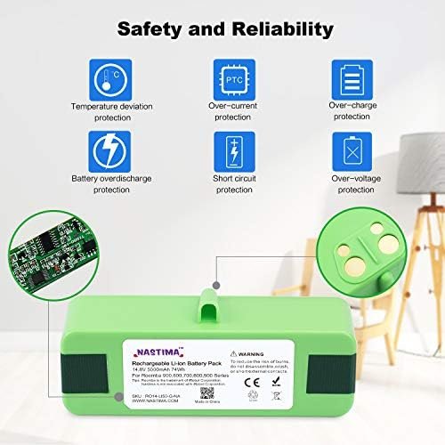 Baterie Li-Ion 14.8V 5000mAh Compatibilă iRobot Roomba Seria 600–900, Acumulator Upgrade pentru Roomba 985, 960, 895, 890, 880, 675, 650 - imagine 4