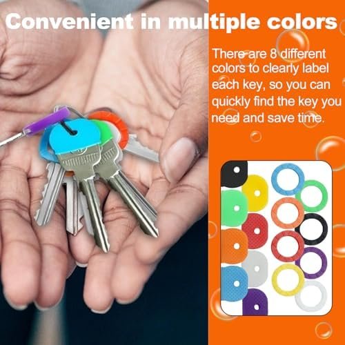 Set 72 Capace Colorate pentru Chei – 40 Rotunde și 32 Semicirculare, Organizator Chei din PVC Flexibil, 8 Culori - imagine 6