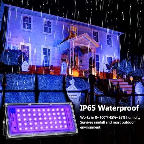 Proiector LED UV Black Light 50W IP66 Waterproof, Lampă Ultraviolete 395-400nm cu Cablu și Ștecher, pentru Petreceri Neon, Halloween și Decor Fluorescent - imagine 5