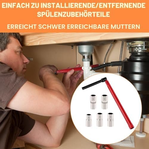 Cheie Profesională pentru Montaj Baterii Sanitare 8–12 mm, Set 6 Piese pentru Robinet Chiuvetă și Lavoar, Unealtă Instalare Baterii Sanitare - imagine 4