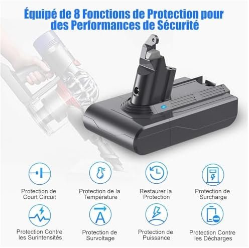 Baterie Compatibilă Dyson V6 6000mAh 21.6V cu Filtru și Perie Incluse, pentru DC58 / DC59 / DC61 / DC62 / DC74 / SV03 / SV09 - imagine 4