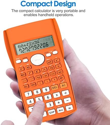 Calculator Științific Helect cu 240 Funcții, Ecran 2 Linii, 12 Digiți, pentru Școală, Facultate și Birou – Portocaliu - imagine 4