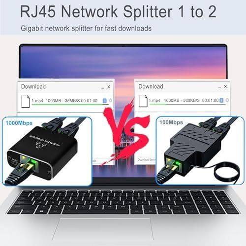 Splitter Ethernet Gigabit RJ45 1 la 2 LIEZHUA, 1000 Mbps, Adaptor Internet LAN cu Alimentare USB, Compatibil Cat5/Cat6/Cat7/Cat8 - imagine 4
