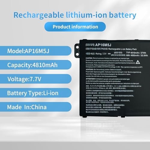 Baterie Laptop AP16M5J pentru Acer Aspire 1 / 3 / 5, 7.7V 37Wh 4810mAh, Compatibilă A114-31, A315-51, A515-51, ES1-523 - imagine 2
