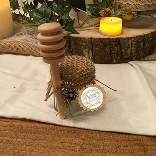 Set 10 Lingurițe pentru Miere din Lemn 8 cm cu 10 Decorațiuni Albină, Etichete Kraft și Sfoară Decorativă - imagine 6