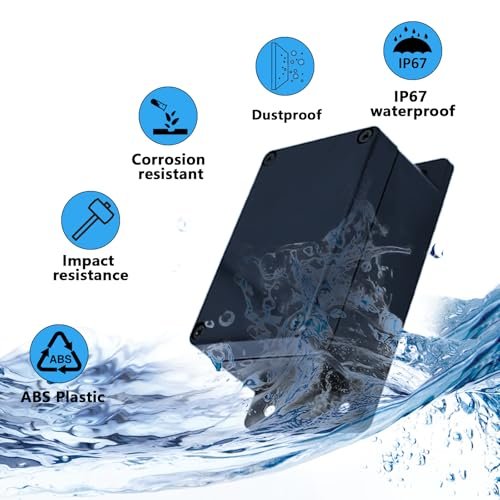 Set 4 Cutii de Derivație IP67 Waterproof, Cutie Electrică Etanșă ABS cu Presetupe, pentru Exterior și Interior, 130 × 68 × 50 mm, Negru - imagine 3