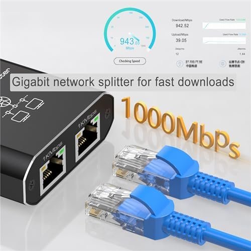Splitter Ethernet Gigabit RJ45 1 la 2 LIEZHUA, 1000 Mbps, Adaptor Internet LAN cu Alimentare USB, Compatibil Cat5/Cat6/Cat7/Cat8 - imagine 6