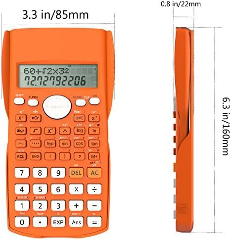 Calculator Științific Helect cu 240 Funcții, Ecran 2 Linii, 12 Digiți, pentru Școală, Facultate și Birou – Portocaliu - imagine 2