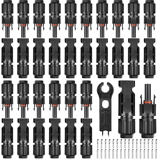 Set 16 Perechi Conectori Solari MC4 IP67 Selizo, Mufe Panouri Fotovoltaice 1000V 30A pentru Cablu 2.5/4/6 mm², cu Cheie Montaj