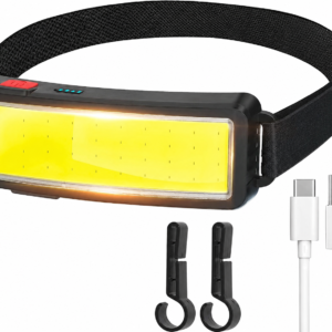 Lanternă Frontală LED DARKBEAM COB 1200 Lumeni, Reîncărcabilă USB, Waterproof IPX4, pentru Camping, Pescuit, Lucrări și Cască Protecție