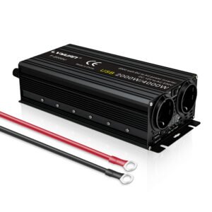Invertor auto LVYUAN 2000W 12V ➜ 220V, Putere Maximă 4000W, Undă Sinusoidală Modificată, Convertor DC-AC cu Carcasă din Aluminiu, priza dubla EU, port USB