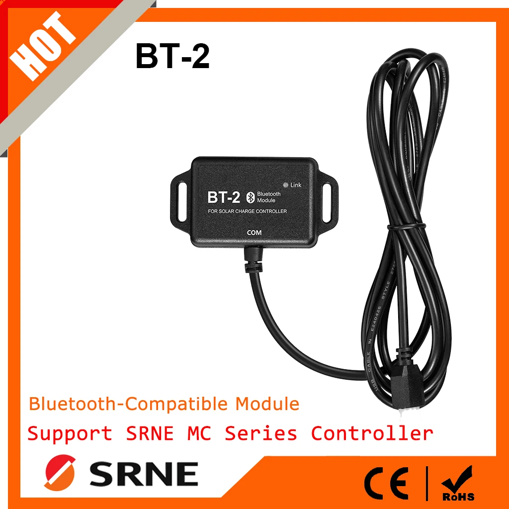 Adaptor Bluetooth SRNE BT-2 pentru Regulatoare Solare SR-MC, Monitorizare și Configurare prin Aplicație Mobilă