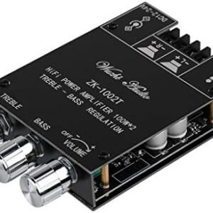 Amplificator Audio Bluetooth ZK-1002T 2x100W, Bluetooth 5.0, AUX, Control Bass și Înalte, Modul Stereo 2.0, DC 9–24V