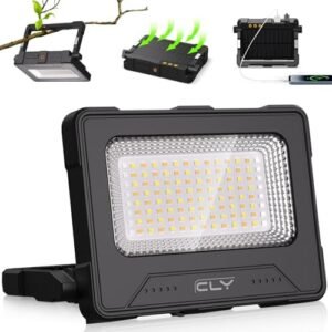 Proiector LED Portabil 80W cu Acumulator 12000mAh, Încărcare Solară și USB, Power Bank, 4 Moduri de Iluminare, Lampă pentru Camping și Lucrări