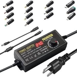 Sursă de Alimentare Universală Reglabilă 3–24V 6A 144W, Adaptor AC/DC cu Afișaj LED, 14 Conectori și Convertor Polaritate