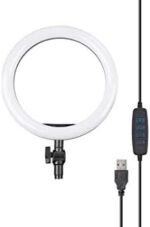 Lampă LED Circulară RGB MJ26, Ring Light cu 3 Moduri de Iluminare, 3000–6000K, Luminozitate Reglabilă, USB 5V