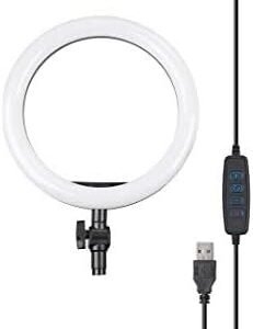 Lampă LED Circulară RGB MJ26, Ring Light cu 3 Moduri de Iluminare, 3000–6000K, Luminozitate Reglabilă, USB 5V