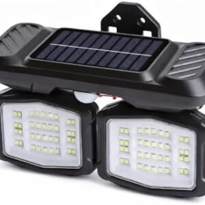Lampă Solară de Perete cu Senzor de Mișcare, 3 Moduri, 2 Capete Reglabile 120°, USB-C, IP65
