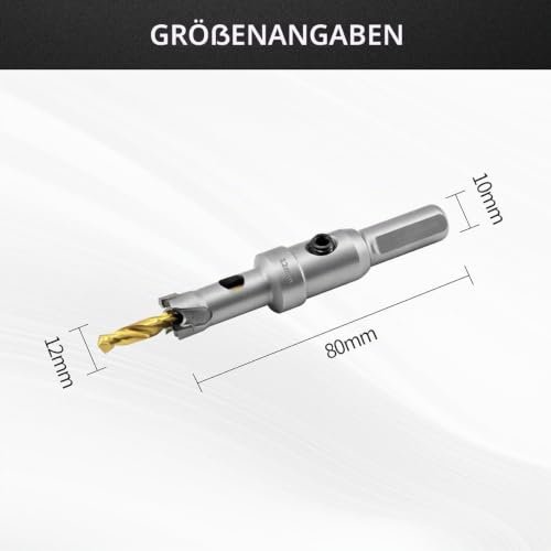 Aohhy Carotă TCT 12 mm pentru Metal – Freză Circulară din Carbură de Tungsten, pentru Inox, Aluminiu, Fier și Plastic - imagine 4