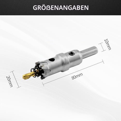 Aohhy Carotă TCT 20 mm pentru Metal – Freză Circulară din Carbură de Tungsten pentru Inox, Fier, Aluminiu și Plastic - imagine 4
