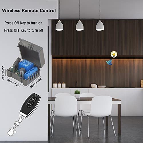 DieseRC 433 MHz – Releu wireless cu telecomandă, 1 canal, 5–30 V, 10 A, 2 telecomenzi - imagine 3