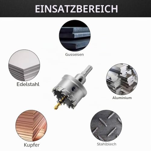 Aohhy Carotă TCT 12 mm pentru Metal – Freză Circulară din Carbură de Tungsten, pentru Inox, Aluminiu, Fier și Plastic - imagine 5