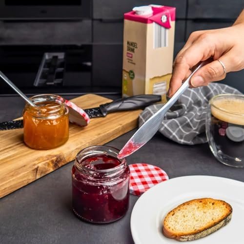 INTIRILIFE Set 25 Borcane cu Capac 150 ml – Borcane pentru Gem, Dulceață, Condimente și Conserve, Sticlă, Capace Roșu-Alb - imagine 6