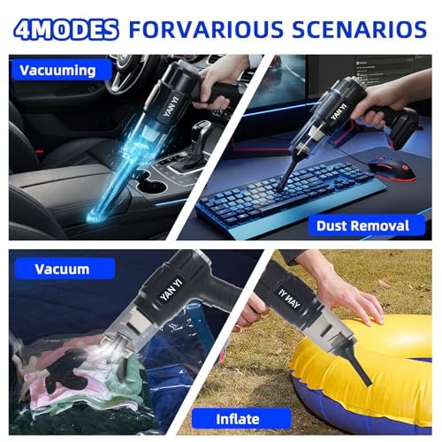 Aspirator auto fără fir 6 în 1 – 120W, 5000 Pa, baterie, funcție de aspirare și suflare - imagine 4