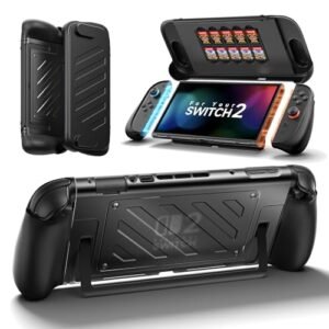 JSAUX PC0114 Husă de protecție pentru Nintendo Switch 2 – Split Grip, TPU + PC, capac frontal, suport 10 carduri