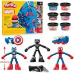 Play-Doh Marvel Hero Adventure – Set cu 3 figurine Marvel și 6 recipiente Play-Doh