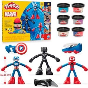 Play-Doh Marvel Hero Adventure – Set cu 3 figurine Marvel și 6 recipiente Play-Doh