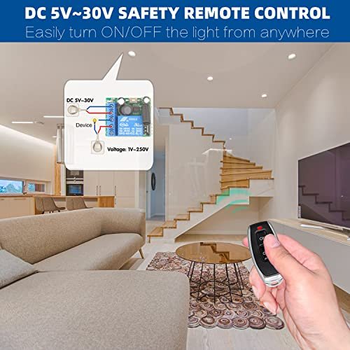 DieseRC 433 MHz – Releu wireless cu telecomandă, 1 canal, 5–30 V, 10 A, 2 telecomenzi - imagine 8