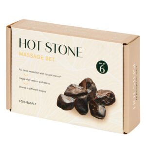 Set 6 Pietre pentru Masaj Hot Stone DAYES, 100% Bazalt Natural, Negre, pentru Relaxare, Spa și Wellness