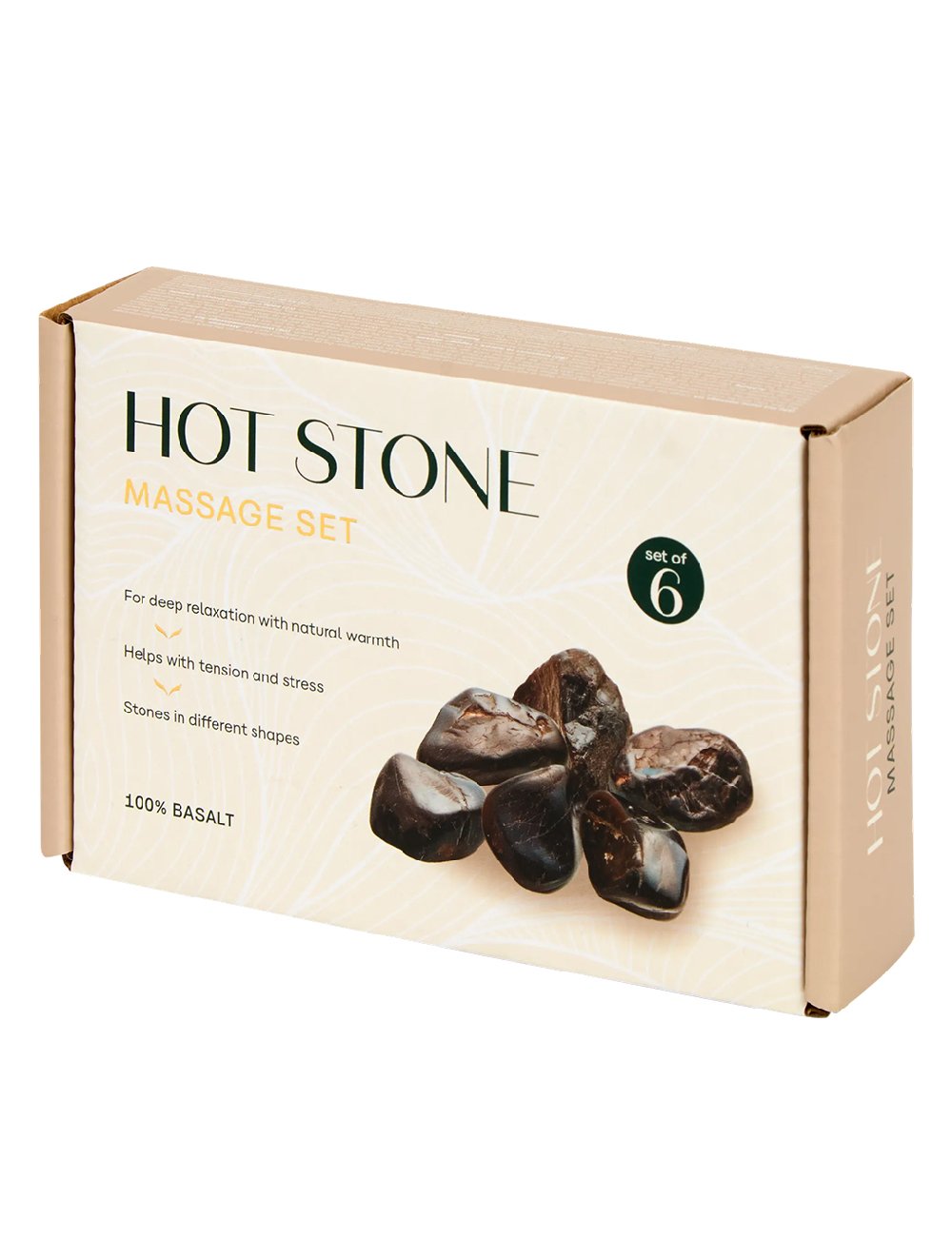 Set 6 Pietre pentru Masaj Hot Stone DAYES, 100% Bazalt Natural, Negre, pentru Relaxare, Spa și Wellness