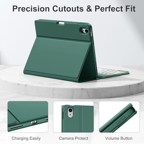 Husă cu Tastatură Bluetooth pentru iPad 10 Gen / iPad 11 A16 – Verde PineGreen - imagine 8