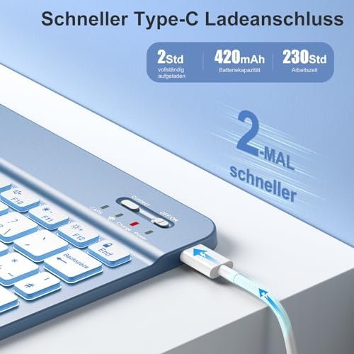 Husă cu Tastatură Bluetooth pentru iPad 10 Gen / iPad 11 A16 – Albastru - imagine 3